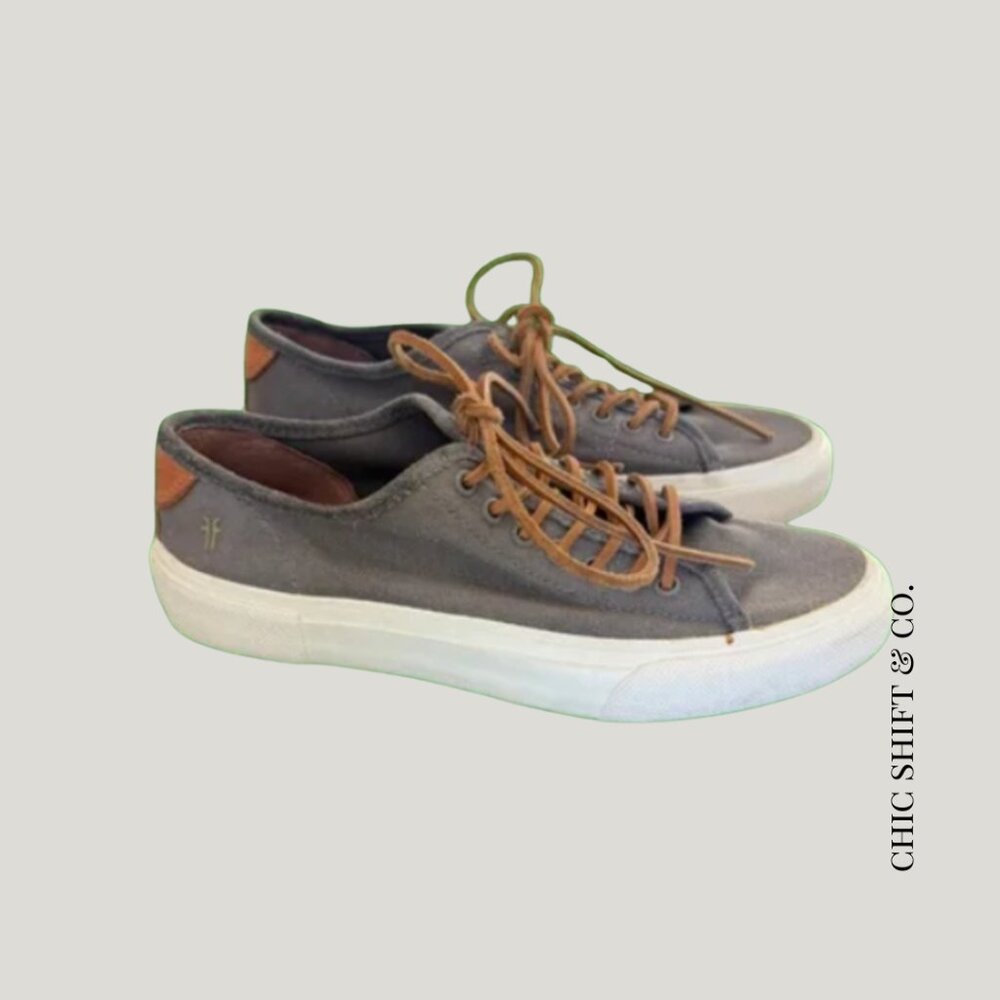 Frye Ludlow Canvas & Suede Low-Top Sneakers - Pavement Gray, Men's 8.5